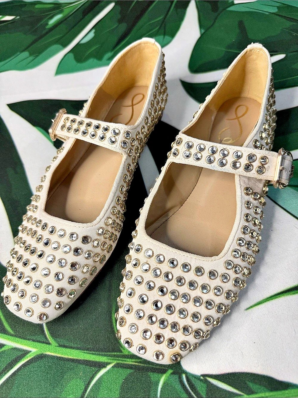 Sam Edelman Michaela Shine Mary Jane Flat Cream